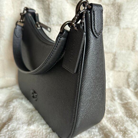 NWT! Coach CJ842 Black Hobo Crossbody with Multiple Straps Crossgrain Leather - Picture 5 of 11